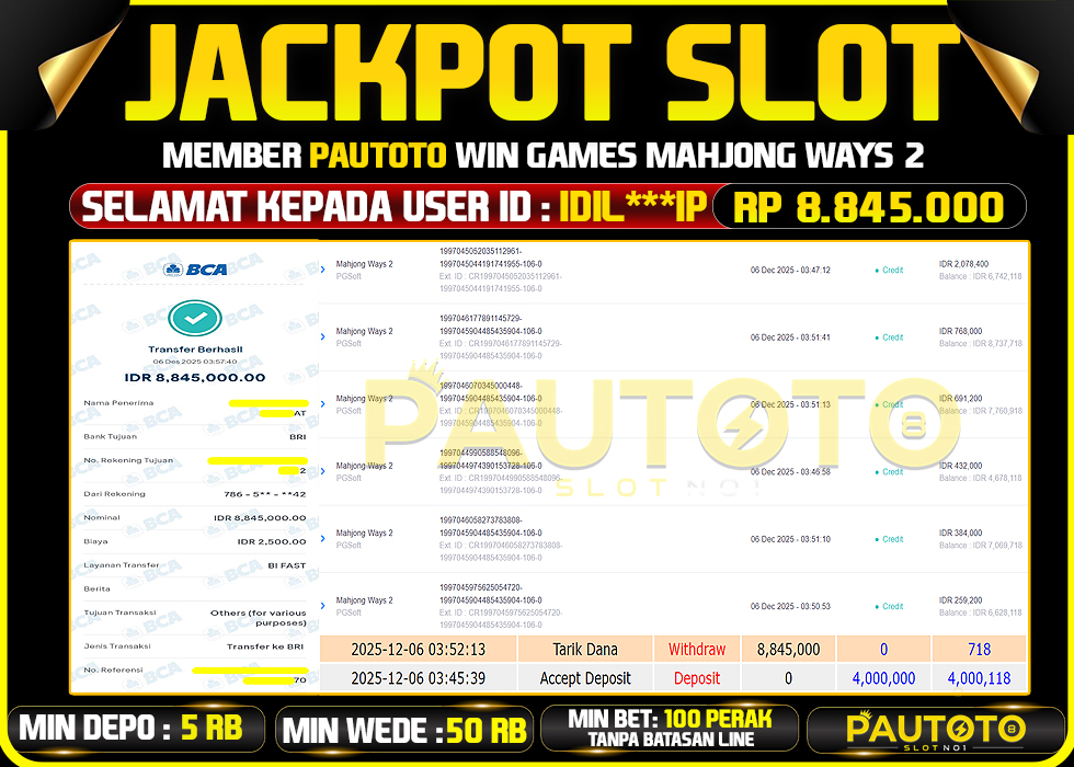 BUKTI JACKPOT LUNAS PAUTOTO
