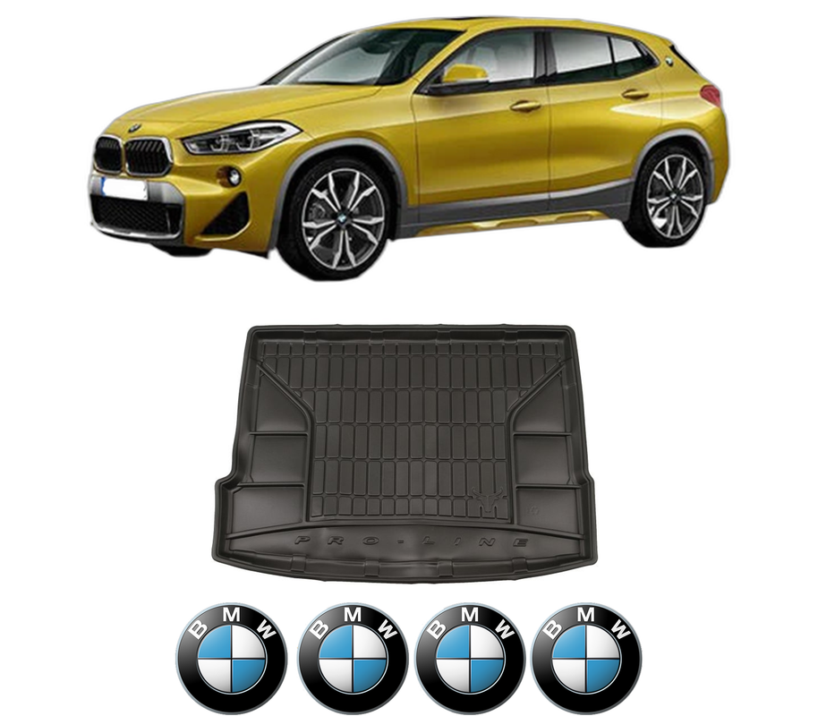 Tavita Portbagaj BMW Seria X2 (F39) din 2017-2023, Protectie Portbagaj Auto, 4x Stickere auto cu BMW