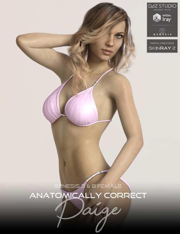 Anatomically Correct: Paige  for Genesis 3 and Genesis 8 Female