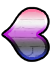 A sideways heart resembling the genderfluid pride flag pointing left.