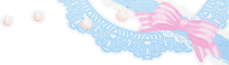 Blue lace corner featuring a pink bow and pearls