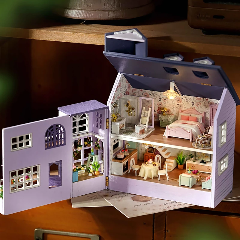 Wooden Dollhouse with Furniture