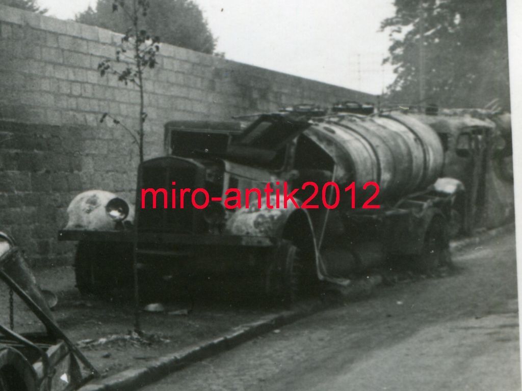 Foto, Wehrmacht, zerstörte LKW, Tanklastzug, Aut