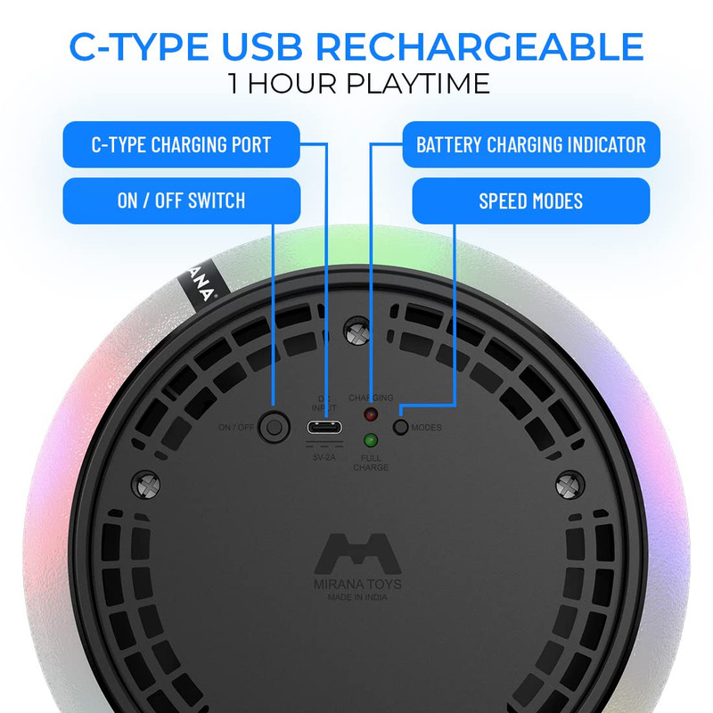 Mirana C-Type USB Rechargeable Battery Powered Hover Football Indoor  Floating Hoverball Soccer | Air Football Smart | Original Made in India Fun  Toy