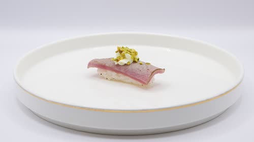 219. Nigiri maguro flame pistacchio - 2 pezzi