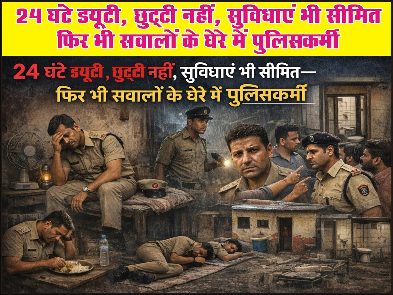 24 घंटे ड्यूटी, छुट्टी नहीं, सुविधाएं भी सीमित—फिर भी सवालों के घेरे में पुलिसकर्मी