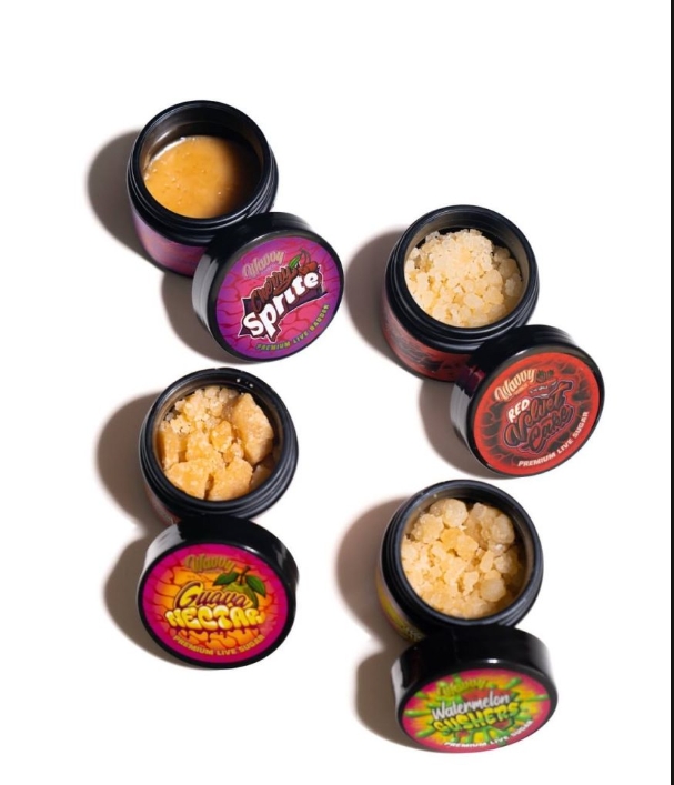 Wavvy Extracts Concentrates – premium 1‑ounce badder & sugar jars with bold terpene‑driven flavors like Blue Raspberry Icee, Sour Apple Tally, Milktea Boba, Mango Nada, Super Sour Diesel, Cherry Sprite, Lemon Cherry Gelato, Pineapple Dole Whip, Horchata, Grape Starburst, Hawaiian Punch, Girl Scout Cookies, and Watermelon Gushers.