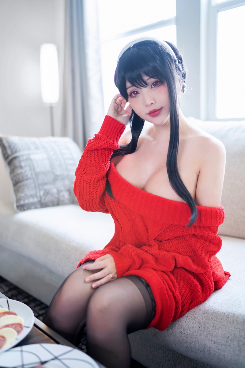 Hana Bunny 约尔红毛衣 Cosplay写真｜Yor Forger 高清图片合集[25P-123.3M]插图