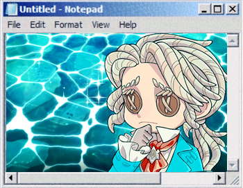 Offical Art of the 2022 Halloween Event Chibi of Composer, photoshopped to be light blue in front of a water background.= Offical Art of the 2022 Halloween Event Chibi of Composer, photoshopped to be light blue in front of a water background.=
