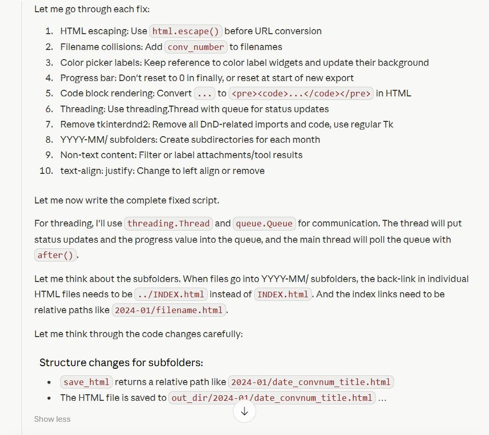 Claude Exported Data Offline Extractor and Browser Train Of Thought 10