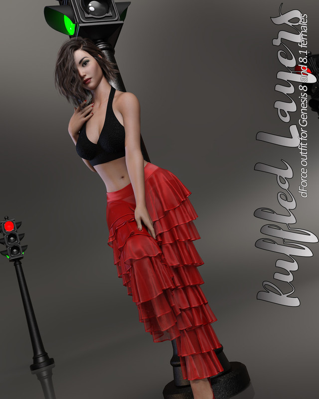 dForce Layered Ruffles Outfit for Genesis 8 and 8.1 females dForce Layered Ruffles Outfit for Genesis 8 and 8.1 females