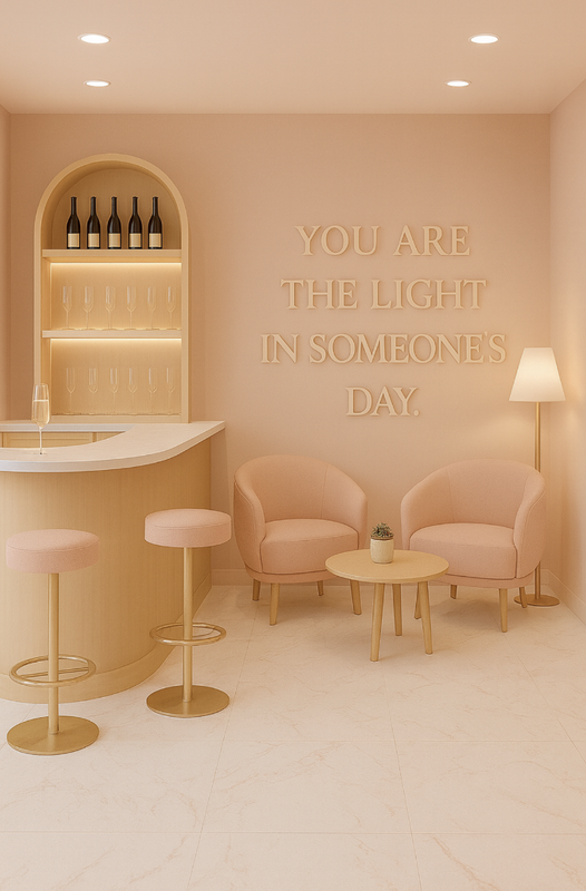 Hand with soft nude manicure holding a champagne glass