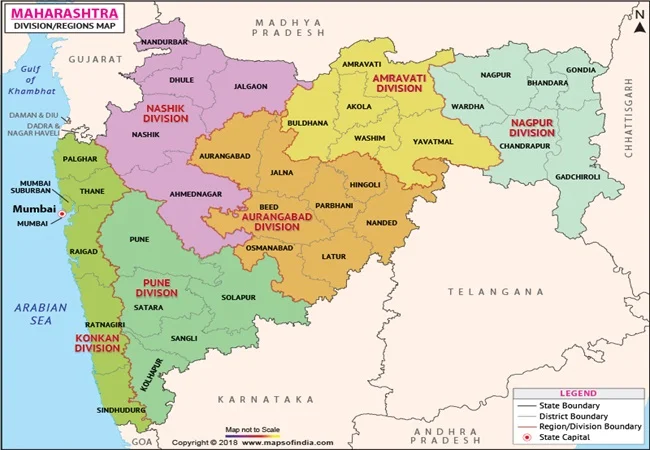 Maharashtra District Map with Borders