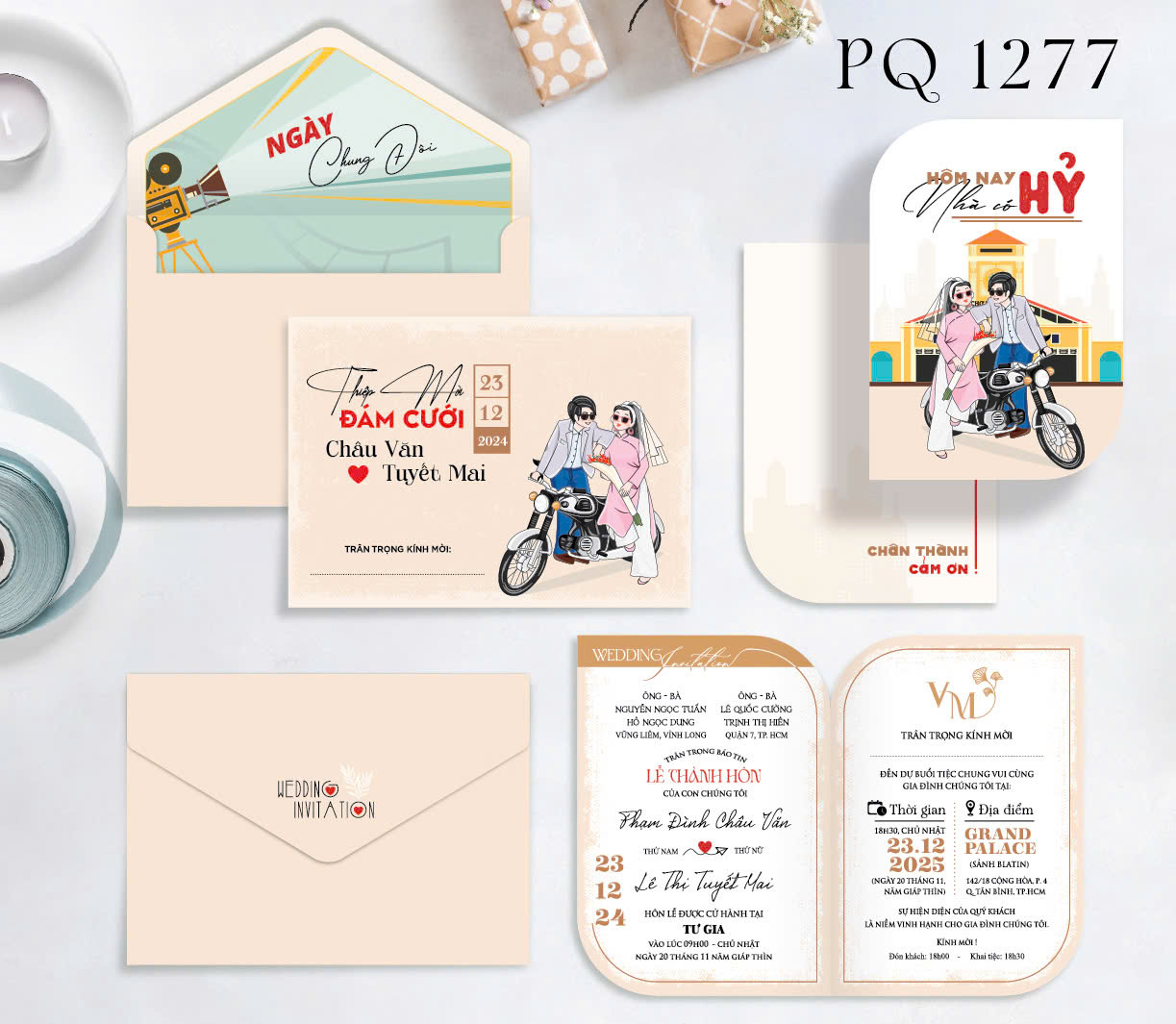 Thiệp Vespa Sài Gòn tone be (1277)