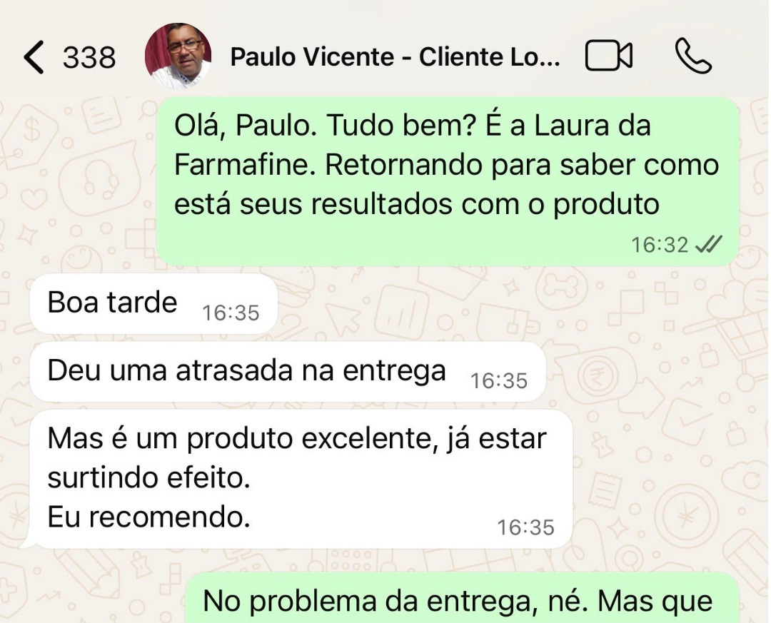 Print WhatsApp cliente Fórmula Masculina 1000mg