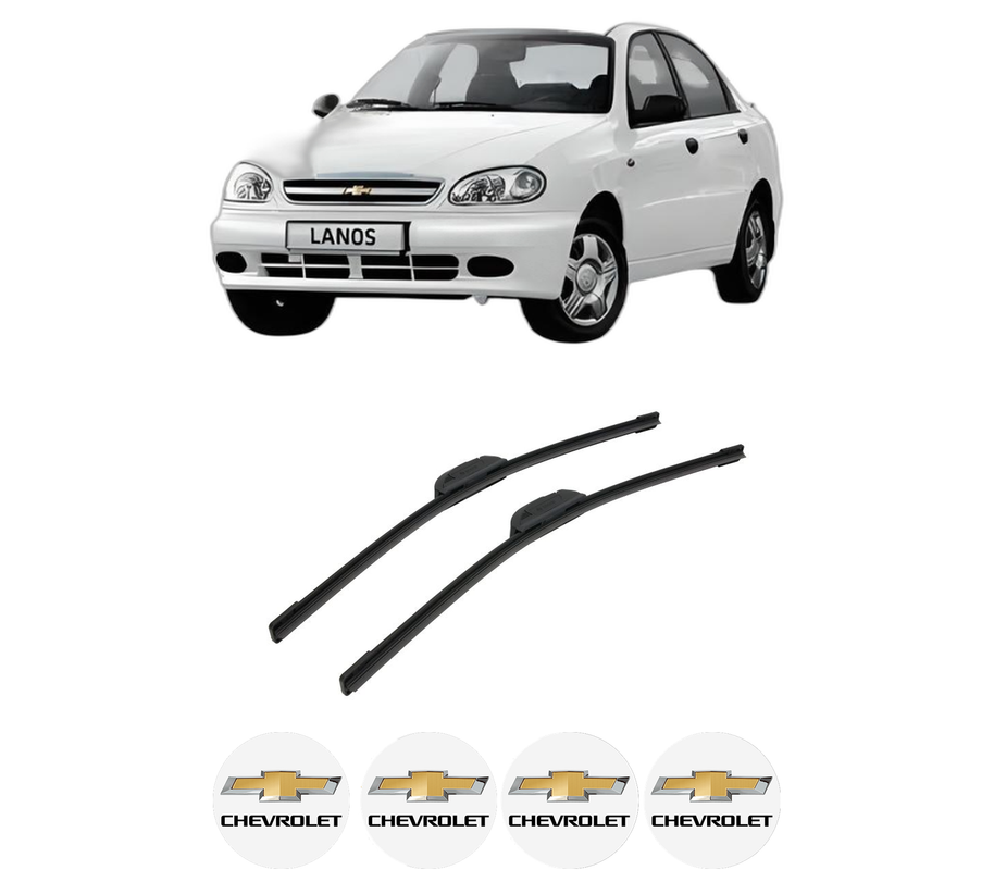 Set stergatoare auto CHEVROLET LANOS Saloon din 2004-2018, pentru parbriz auto, 2 bucati, Bosch Aerotwin Retrofit, din cauciuc siliconat rezistent, 4 Stickere Auto CHEVROLET