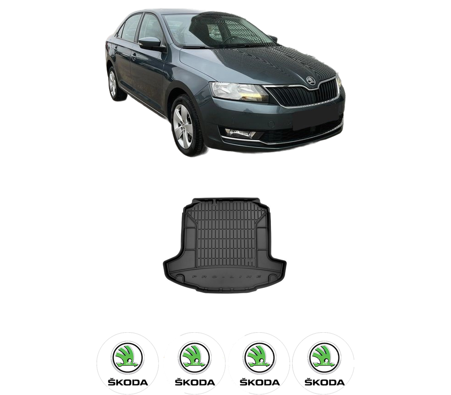 Tavita Portbagaj SKODA RAPID (NH3, NK3, NK6) din 2012-2022, Protectie Portbagaj Auto, 4x Stickere auto cu SKODA