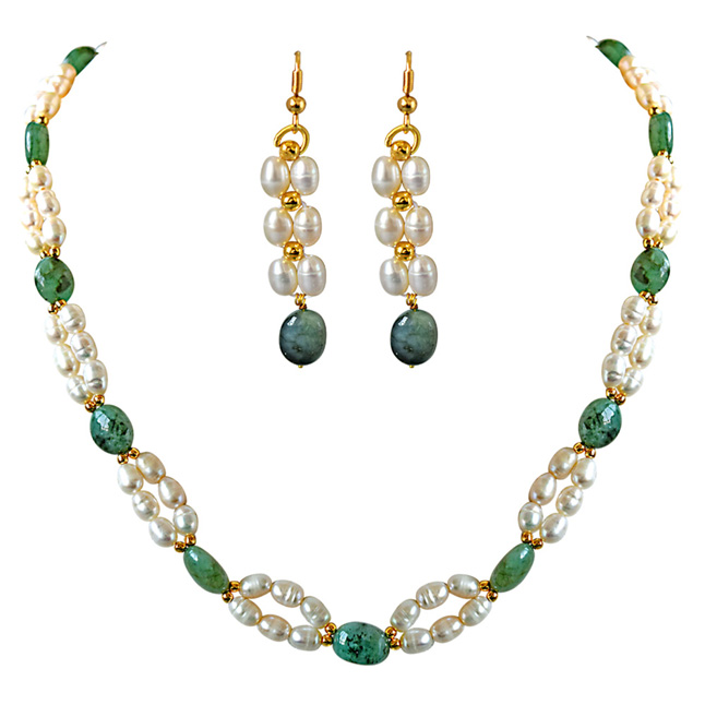 Pearl Beads with Multicolor Necklace Set 