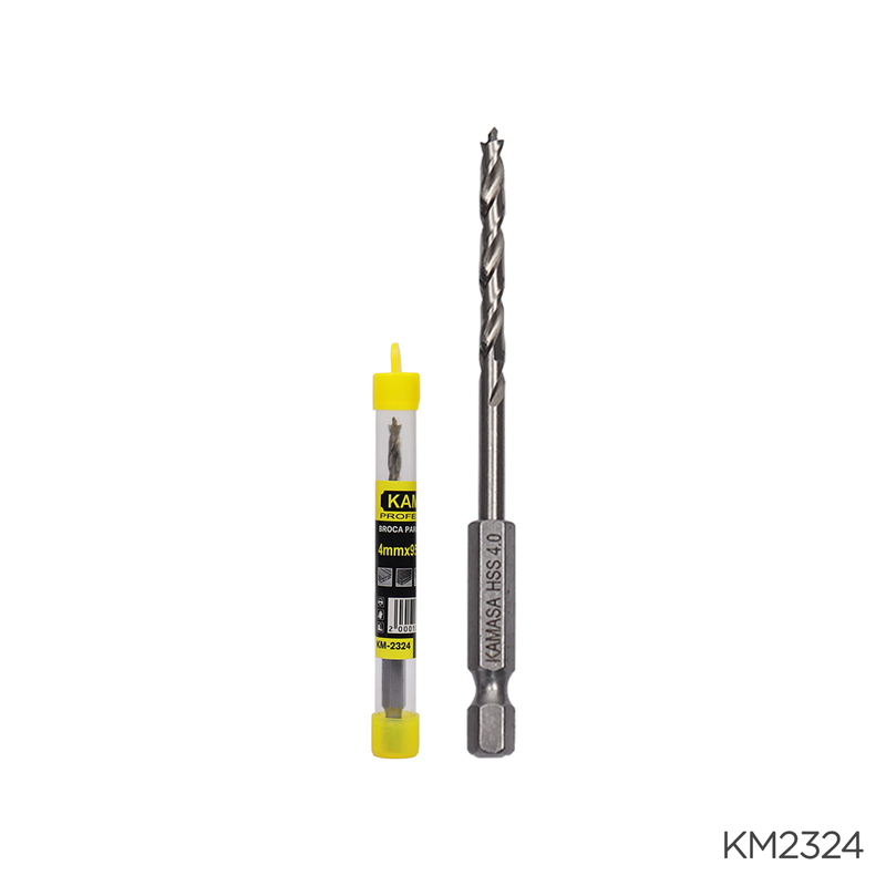 BROCA PARA MADERA HSS CON VASTAGO HEX 1/4" X 4mm KAMASA