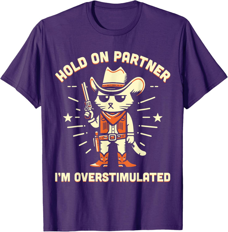 Hold On Partner Funny Retro Western Cat Cowboy Unisex T-Shirt