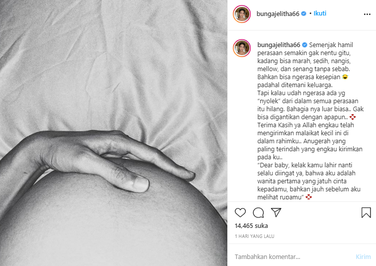 Curhatan Bunga Jelitha di kehamilan anak pertama