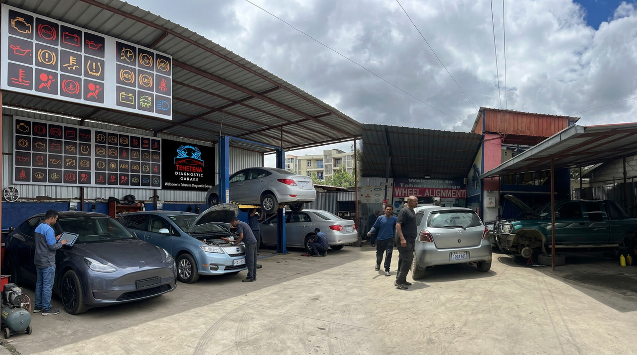 Customer waiting area at Tehetna Diagnostic Garage Addis Ababa with WiFi and café service
