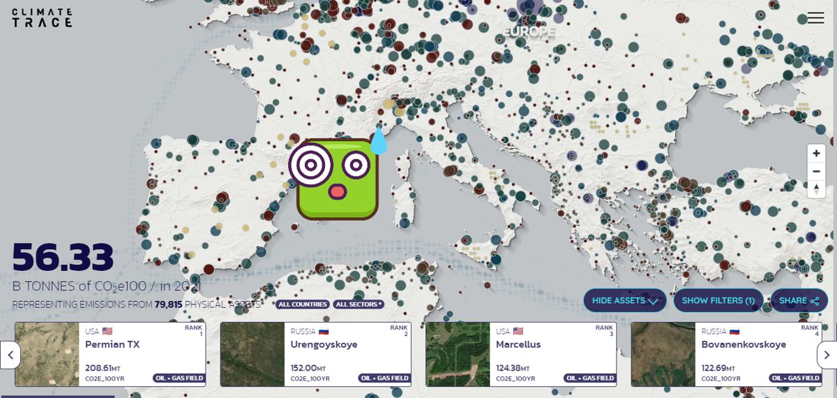 emissioni carbonio tempo reale mappa interattiva