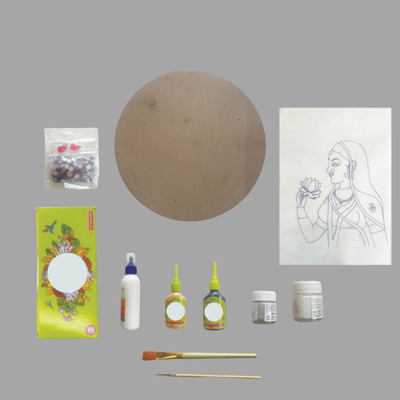 Penkraft Meenakari art Radha Side Face  Round MDF DIY Kit 