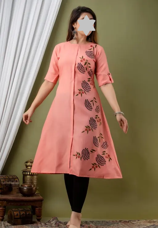 Fashionable Cotton Slub Dijital Print Anarkali Kurti For Women Color 4 (R108)