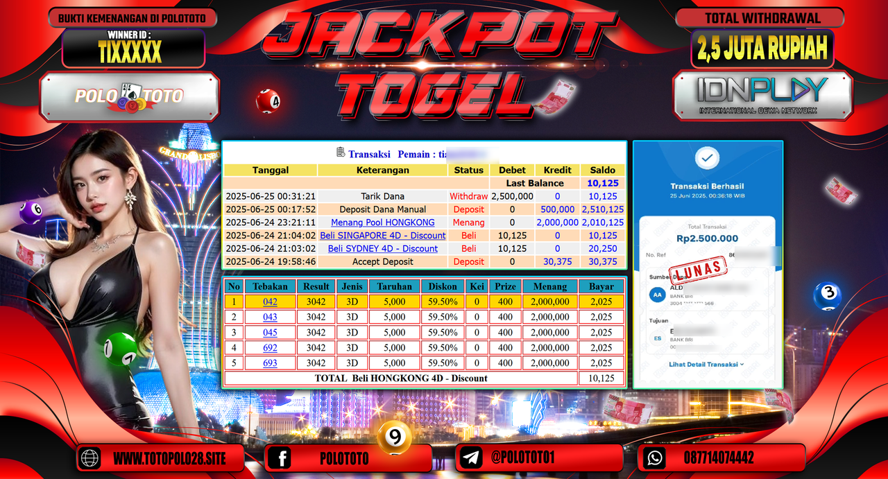 POLOTOTO JACKPOT TOGEL HONGKONG LOTTO Rp.2.500.000,-