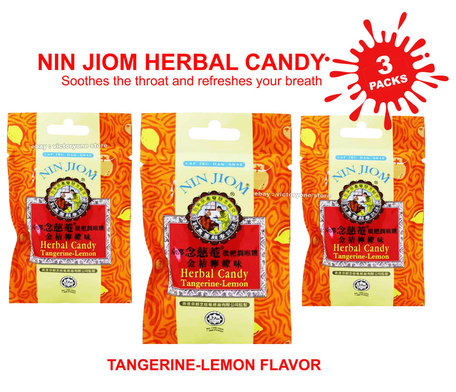 Cough Flu Sore Throat Herbal Candy 20g Tangerine Lemon Flavor 3 Packs