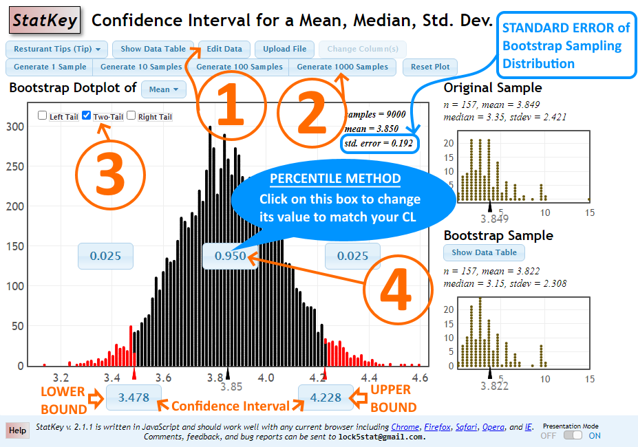 Bootstrap Confidence Interval for a Mean