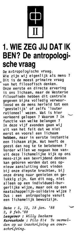 Wie zeg jij dat ik ben? De antropologische vraag (Filosofie)