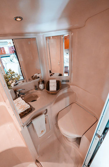 Seañorita 43 ft yacht charter Cancun - Interior view showing luxury amenities and comfortable seating for 15 guests