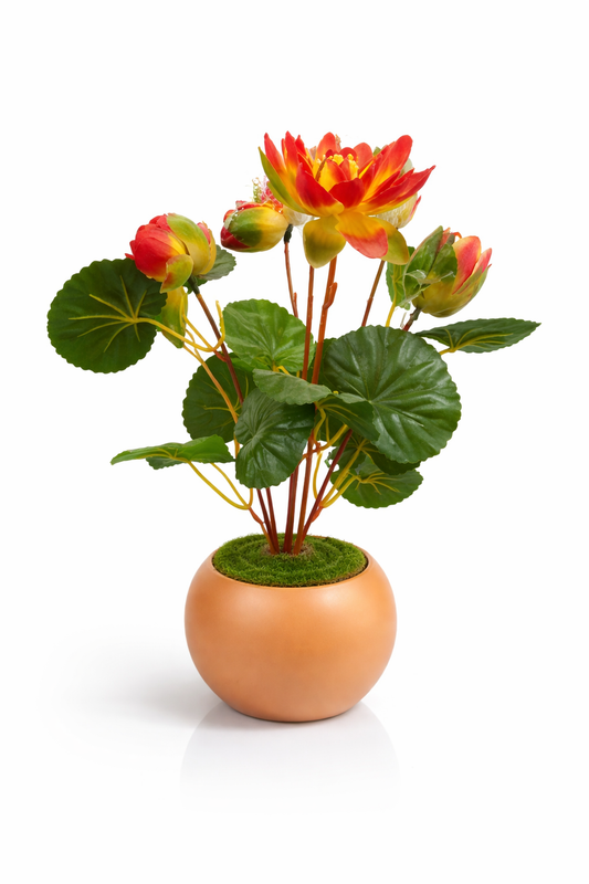 Artificial Begonia Flower Pot Decor