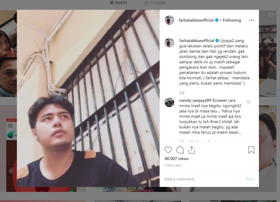 Unggahan Farhat Abbas saat membesuk Galih Ginanjar