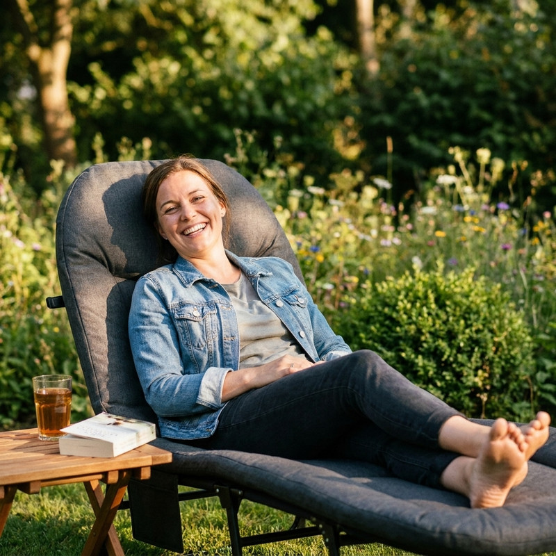 Klantfoto ontspannen op ligstoel