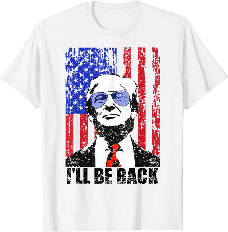 I Will Be Back Trump Flag Design For Elections Unisex T-Shirt