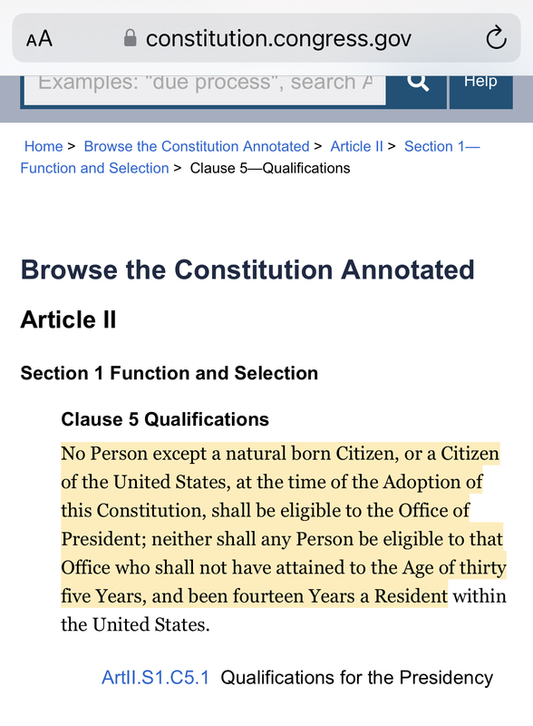 Article 2 Section 1 Clause 5  Constitution Annotated  Congress.gov  Library of Congress
