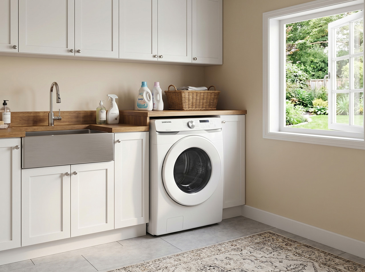 Secadora de carga frontal Samsung de 20 kg en color blanco con panel digital