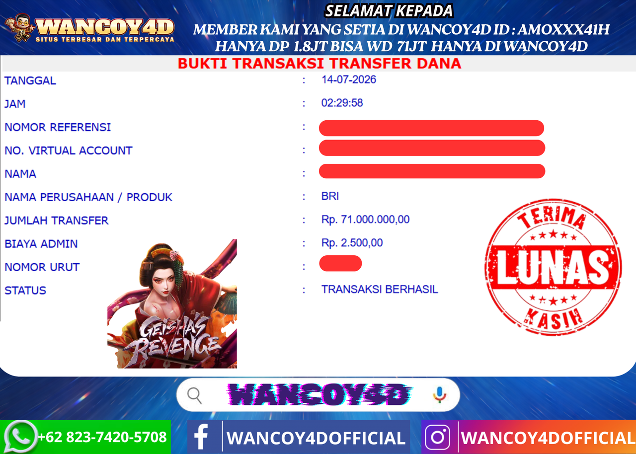 WANCOY4D GEISHAS REVENGE PG SOFT RP.71.000.000-LUNAS