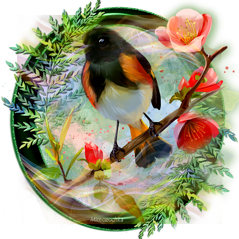 Птичка на ветке.