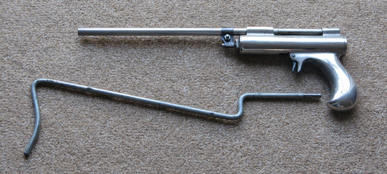 Pope Bros rifle air pistol with wire stock. .20 calibre