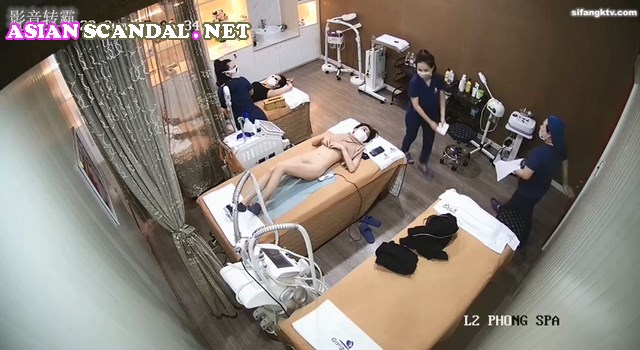 Surveillance Cracking peeks into the beauty and body care center of several young women doing vaginal beauty treatments