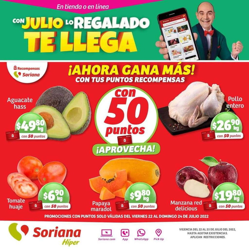 Soriana Híper y Súper: Ofertas en Frutas y Verduras a Precios Bajos con 50 Puntos Recompensas 
