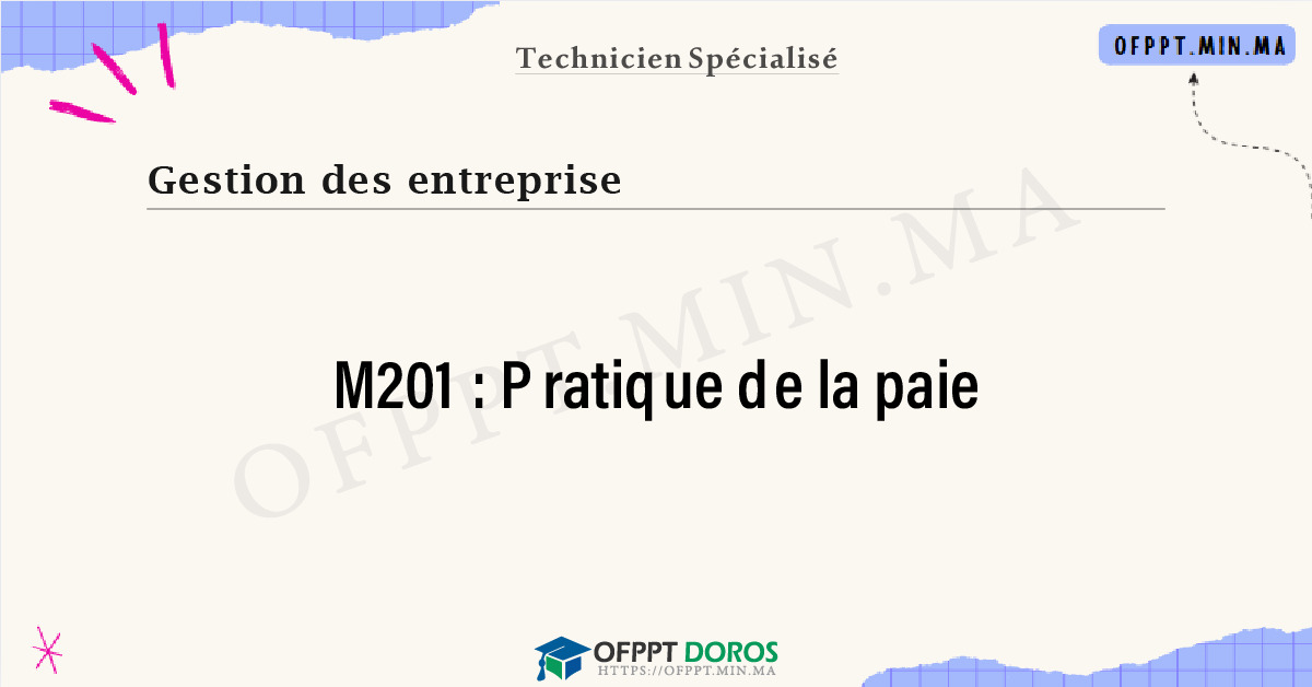 Sommaire détaillé du cours Pratique de la paie M201 OFPPT - Structure du module