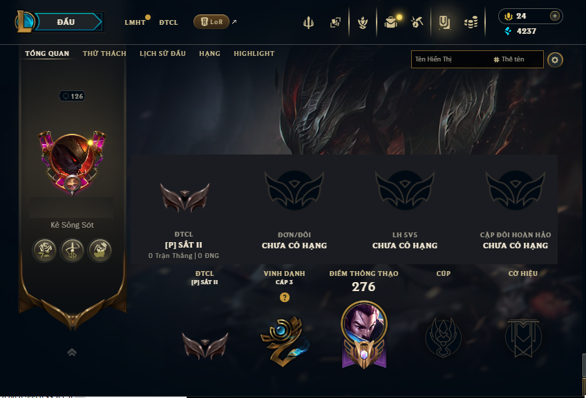 Acc LMHT # - Không Khung