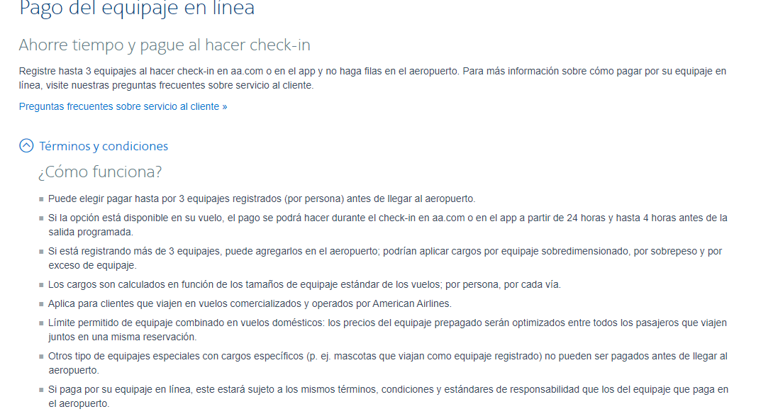 American Airlines: check in, facturación, equipaje, asientos - Foro Aviones, Aeropuertos y Líneas Aéreas