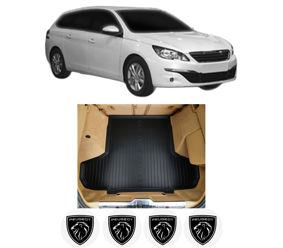 Tavita Portbagaj PEUGEOT 308 SW II Estate Van (LC_) din 2014-2021, Protectie Portbagaj Auto, 4x Stickere auto cu PEUGEOT