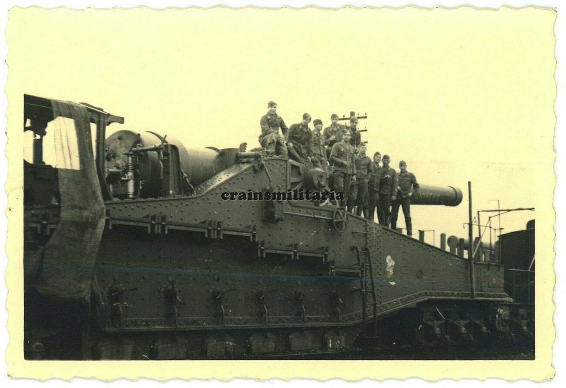 Orig. Foto Beute 32 cm Eisenbahngeschütz Artillerie m. Kennung in Frankreich